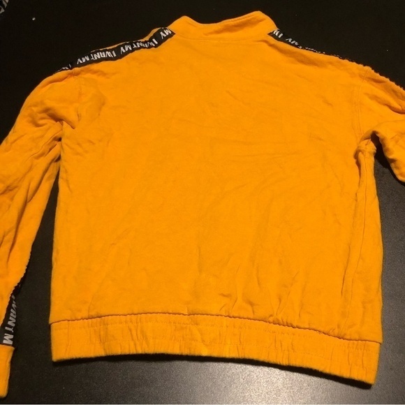 𝅺mtv Sweatshirt Womens Medium Mustard Yellow 1/4 Zip Mock Neck Long Sleeve Top - Picture 6 of 11